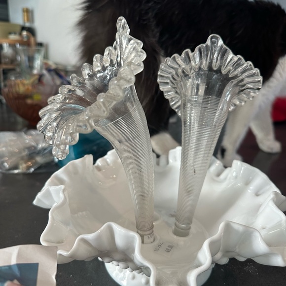 Victorian clear ruffled glass epergne horn replacements - Picture 2 of 4